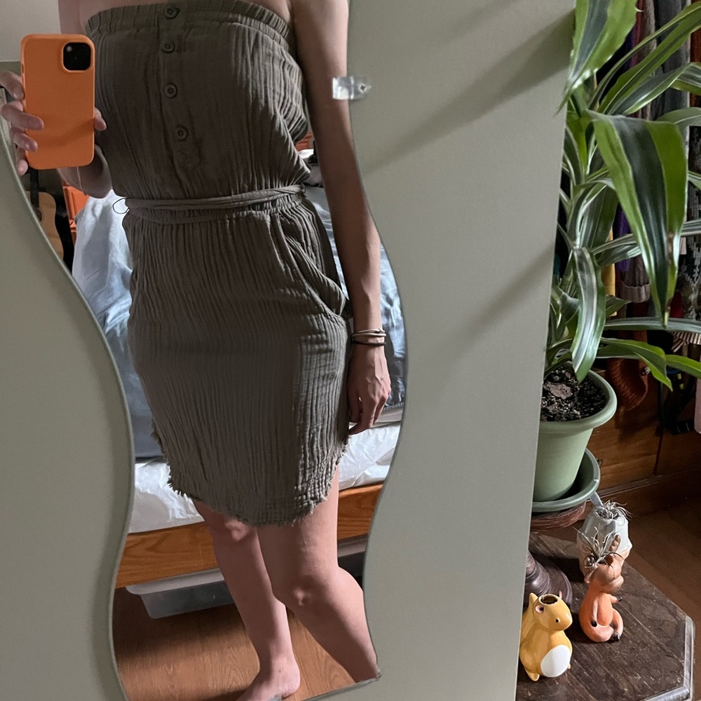 Cloth & Stone Green Strapless Sundress